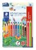 Színes ceruza készlet, háromszögletű, vastag, hegyezővel, STAEDTLER 