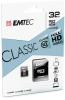 Memóriakártya, microSDHC, 32GB, CL10, 20/12 MB/s, adapter, EMTEC 
