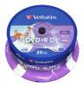 DVD+R lemez, kétrétegű, nyomtatható, no-ID, 8,5GB, 8x, 25 db, hengeren, VERBATIM 